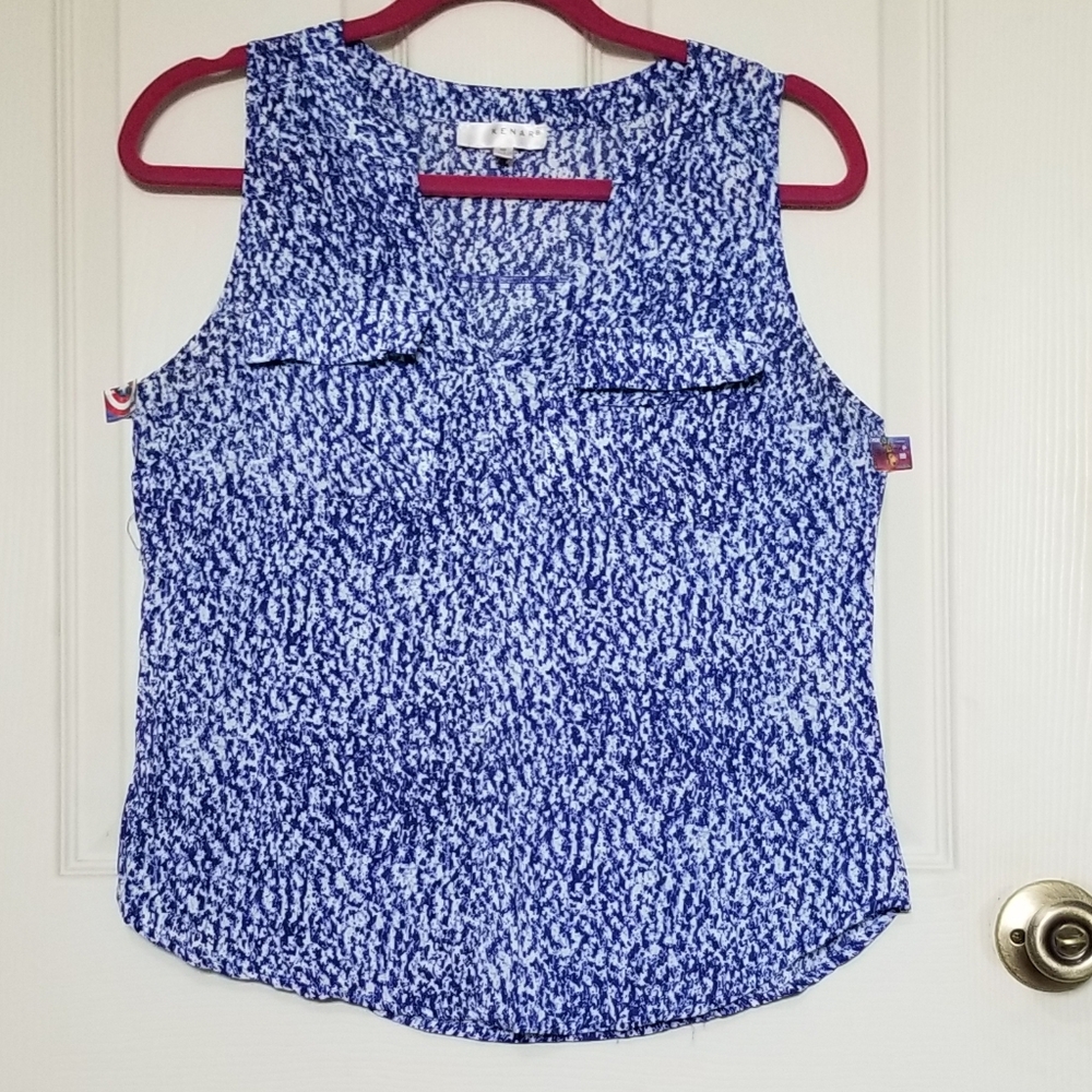 Blue Patterned Sleeveless Top